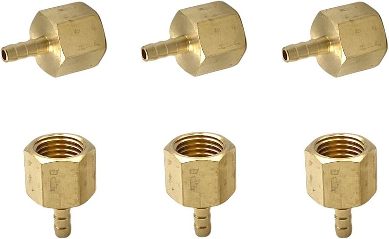 Bumugufu 6 Pcs 1/4" Female NPT x 1/8" Barb Hose Fittings, 1/8" Barb to 1/4" FNPT Brass Hose Barb Fittings for Compressor, Fuel, Oil, Gas - Image 4